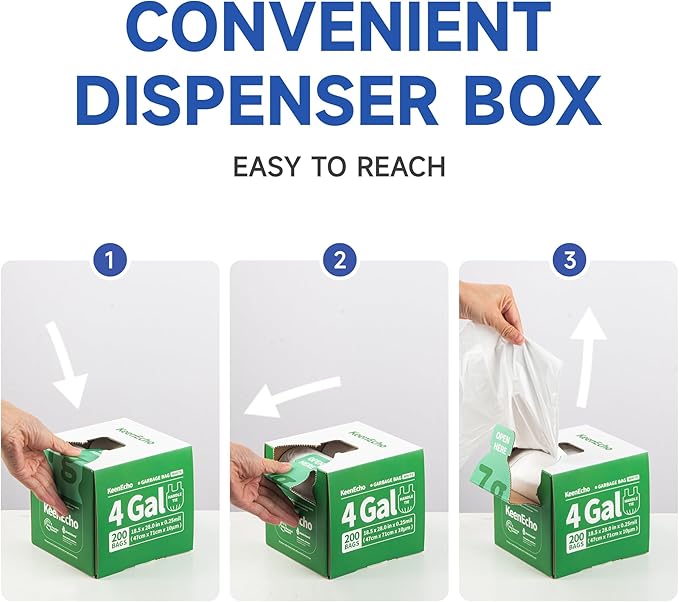Small Trash Bags with Handles 5 Gallon 200 Count White - Image 3