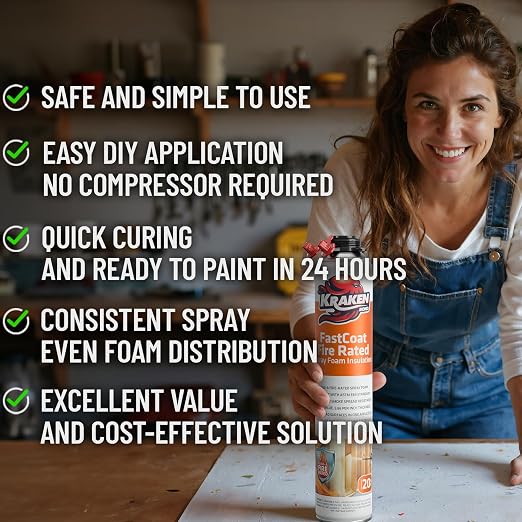 Kraken Bond Fastcoat Fire Rated Spray Foam Insulation Closed Cell in a Can 480 - Image 7