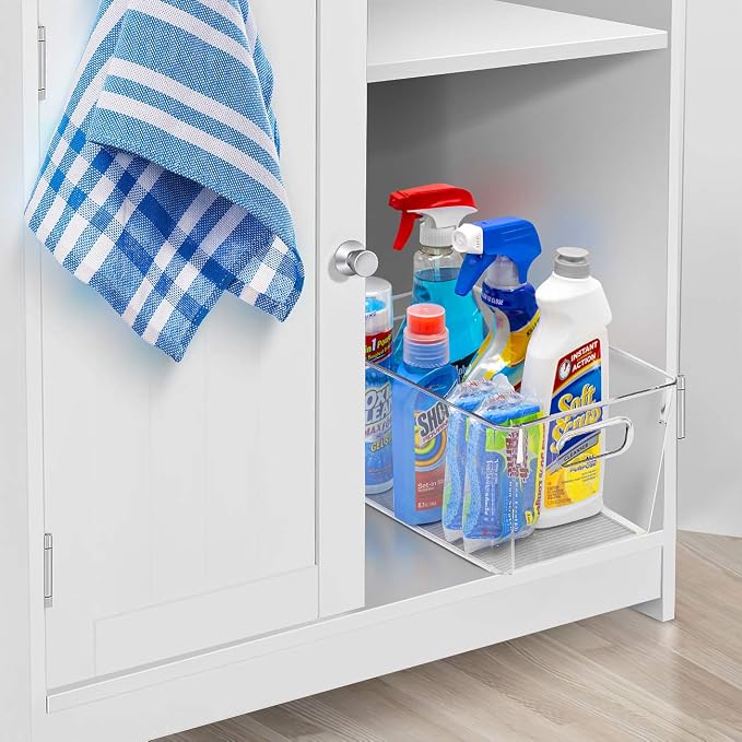 Sorbus 4 Pack Medium Clear Plastic Storage Bins, Refrigerator, Under Sink - Image 2