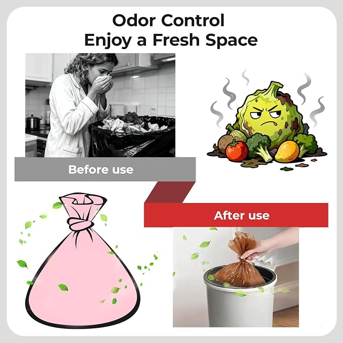 Odor Sealing Small Trash Bags Home & Food Use L-90 Count Disposable Bags - Image 3