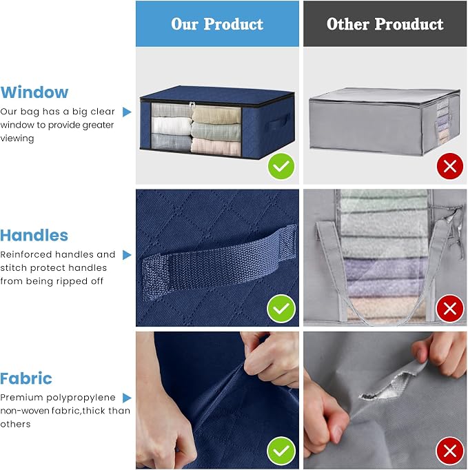 HomeHacks Storage 4-Pack Clothes Organizer Storage Bags Foldable Storage Box - Image 5