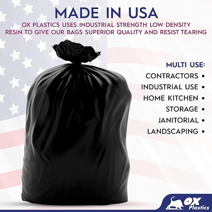 OX Plastics Black Trash Bags - Image 3