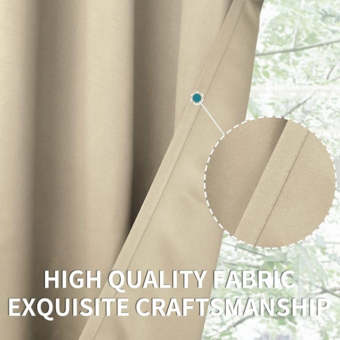 BGment Beige Blackout Curtains 36 Inches Length - Image 6