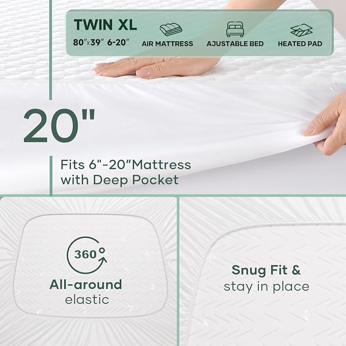 OhGeni 100% Waterproof Mattress Protector, Twin XL Size Mattress Pad, Fits - Image 5