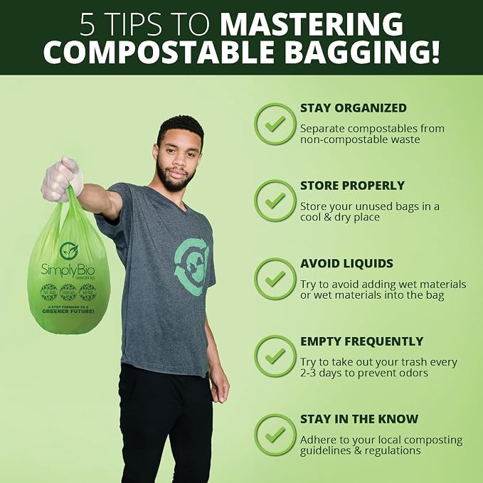 Simply Bio 1.6 Gallon Compostable Trash Bags Liners Handle, Heavy Duty Extra - Image 7