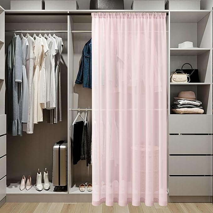 Tollpiz Sheer Door Curtains Closet Linen Textured Curtains Sheer Doorway Light - Image 3