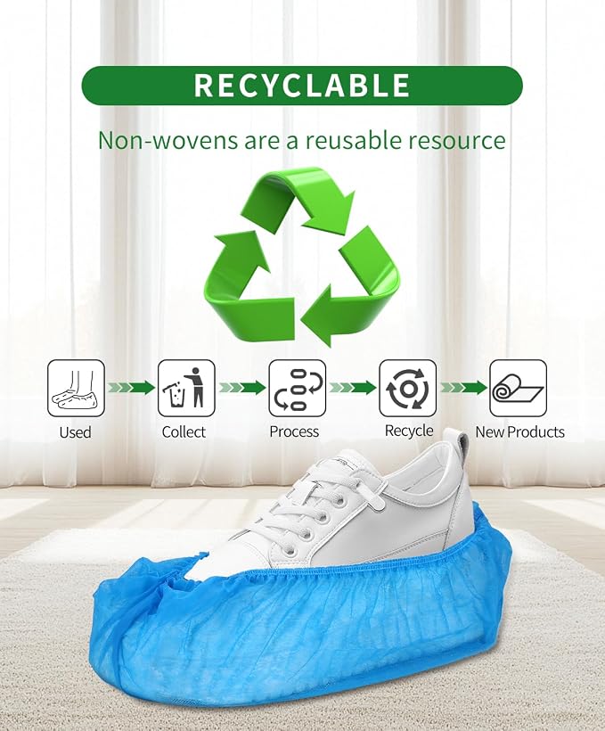 200Pcs Non-Woven Shoe Covers Disposable Non Slip - Image 7