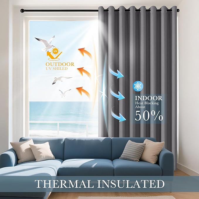 PONY DANCE Grey Short Blackout Curtains - Image 3