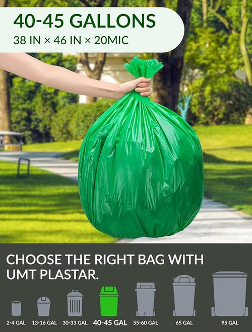 100 Count 100% Biodegradable and Compostable Trash Bags, 40-45 Gallon, 20 - Image 2