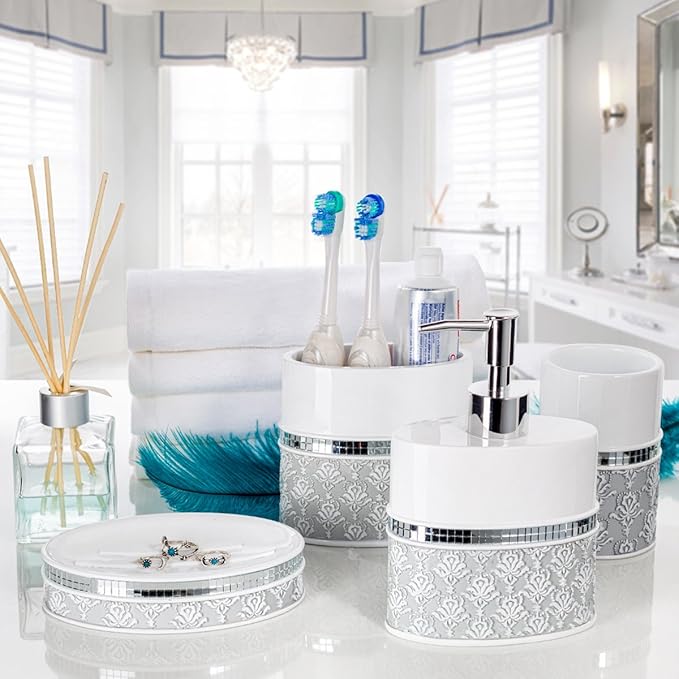 Creative Scents Mirror Damask Toothbrush Holder - Image 2