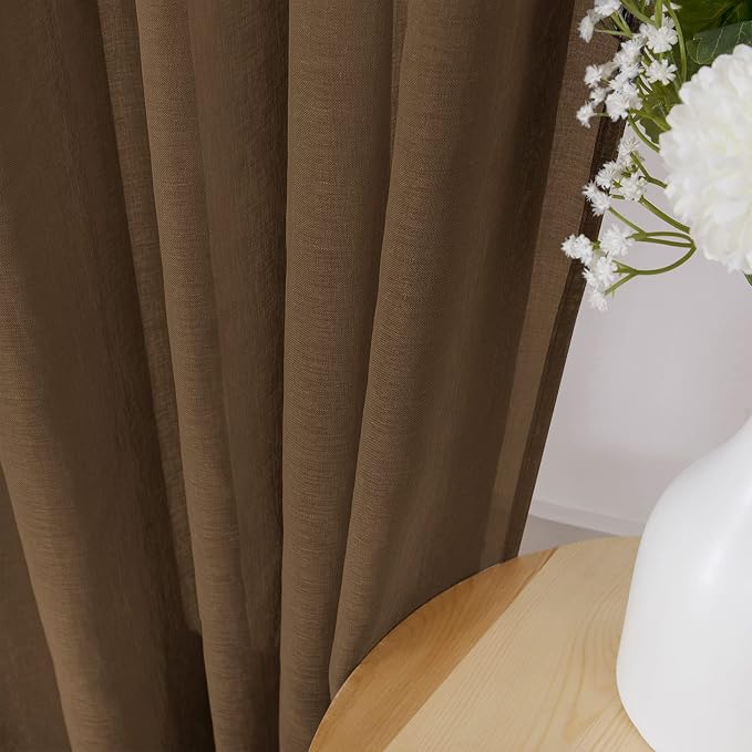 Tollpiz Sheer Curtain Linen Textured Bedroom Curtains Sheer Light Filtering Rod - Image 3