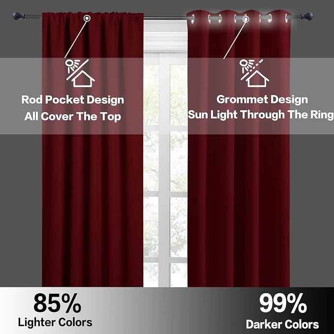 RYB HOME Blackout Curtains for Half Window Kitchen, Thermal Insulated Curtain - Image 5