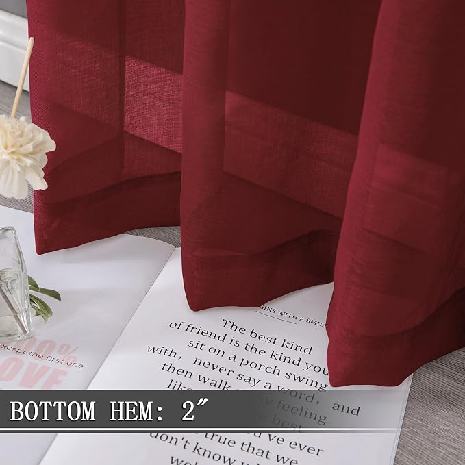 Tollpiz Short Sheer Tier Curtains Linen Textured Half Kitchen Curtain Sheers - Image 4
