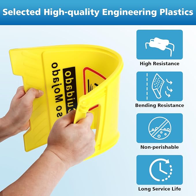 8-Pack Caution Wet Floor Sign, 17.5" Height, Bright Yellow Double-Sided Folding - Image 3