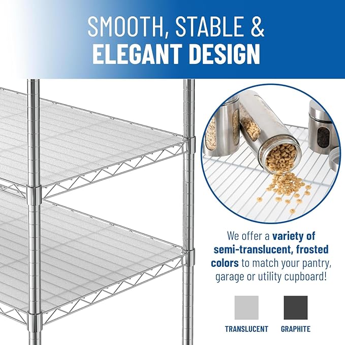 Shelf Liners for Wire Shelf System: Set of 5 in Clear: 18 x 60 inch: Plastic - Image 6