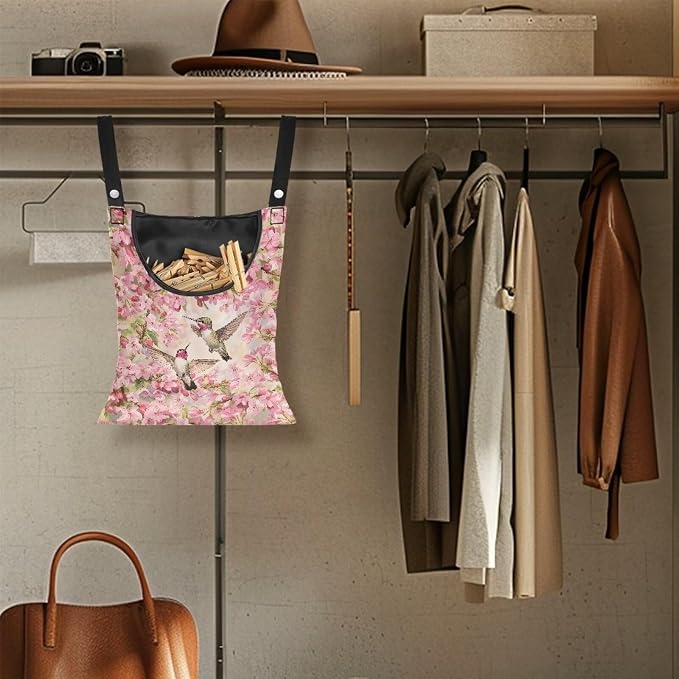 Hummingbird and Cherry Blossom Clothes Pin Hanging Bag, Clothes Pin Hanging Bag - Image 4