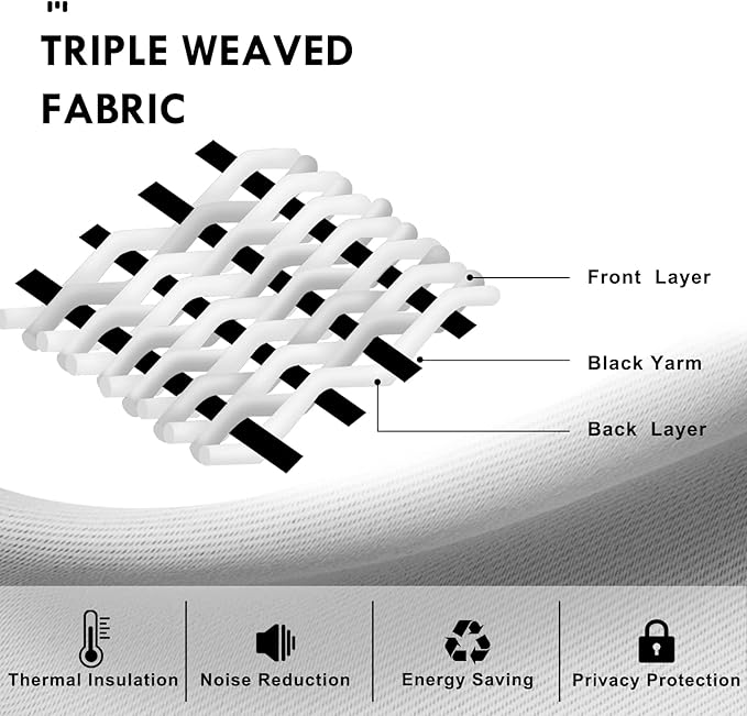 DWCN Blackout Curtains Thermal Insulated, Energy Saving & Noise Reducing - Image 5