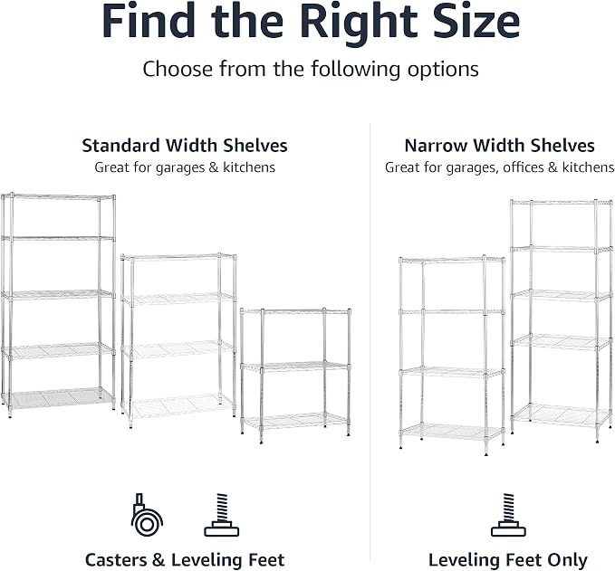 Amazon Basics 5-Shelf Adjustable, Storage Shelving Unit, Steel Organizer Wire - Image 4