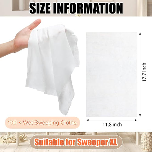 100 Counts Sweeper Wet Mopping Cloths 17.7 x 11.8'' X Large Wet Mop Pads - Image 2