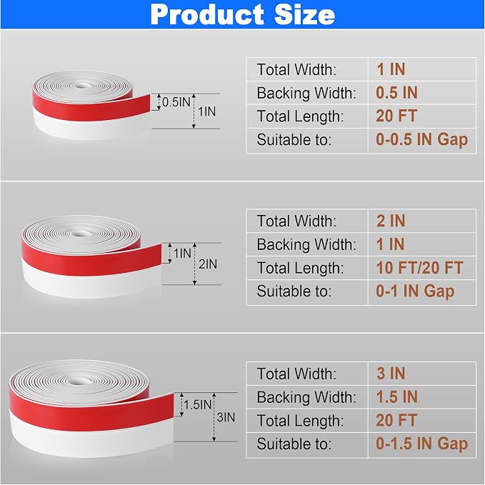 ToLanbbt Weather Stripping Silicone Door Seal Strip 1 in x 20 ft Door Draft - Image 2