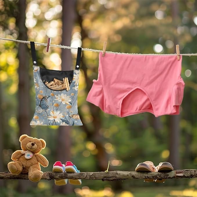 Butterfly Clothespin Bag with Hanging Rope 14.5 x 12 Inch Summer Waterproof - Image 4