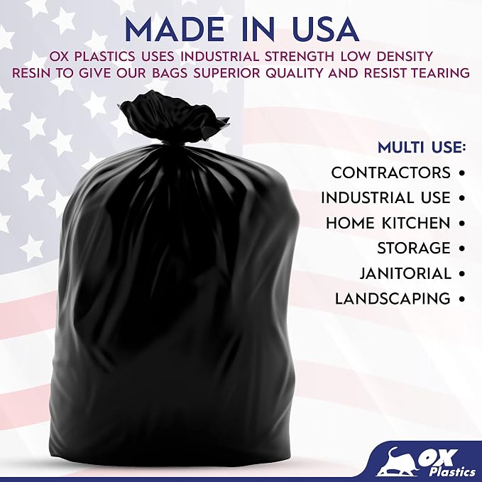 OX Plastics Black Trash Bags - Image 4