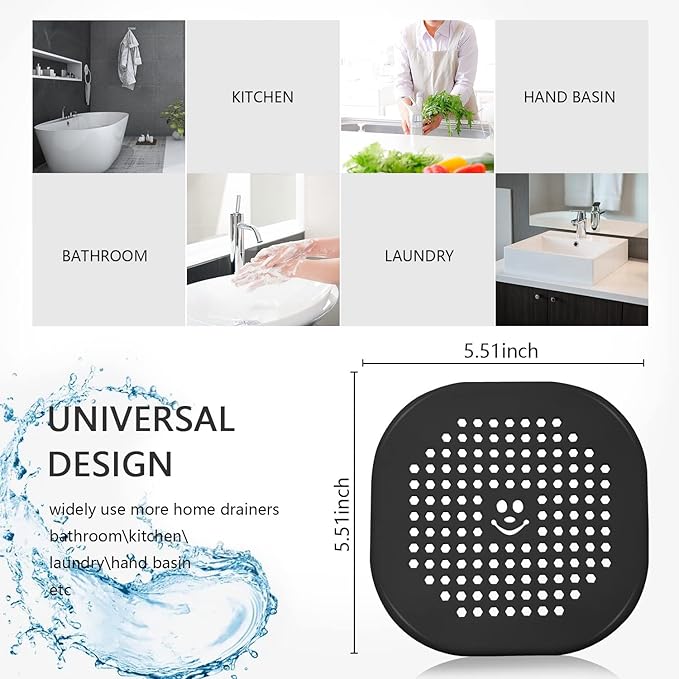 2 Pack Drain Cover Hair Catcher Sturdy Silicone Drain Protector Hair Stopper - Image 5
