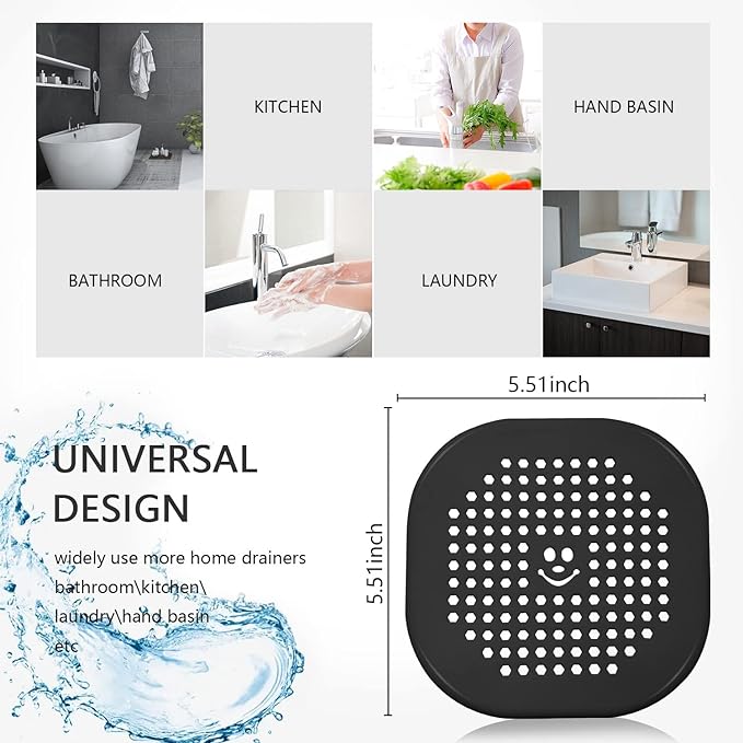2 Pack Drain Hair Catcher Silicone Drain Protector Bathroom Accessories Hair - Image 3