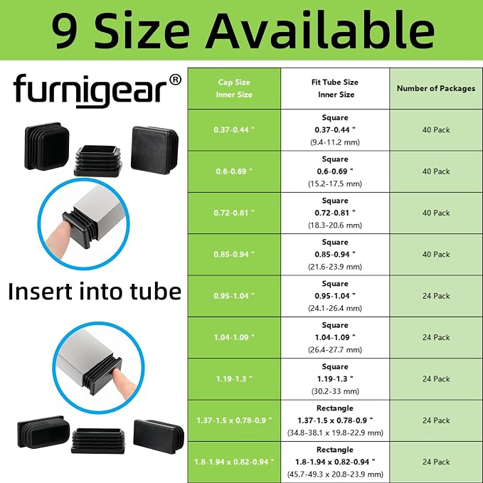 Furnigear Plastic Plugs Tubing End Cap Chair End Caps Outside Bottom Tubing - Image 6