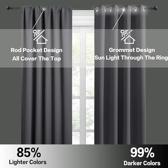 RYB HOME Short Curtains for Living Room Blackout Portable Blinds Shades for - Image 5