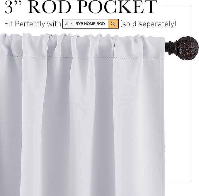 RYB HOME Large Curtains for Living Room 84 inches Length, W 70 x L 84, 2 Panels - Image 2