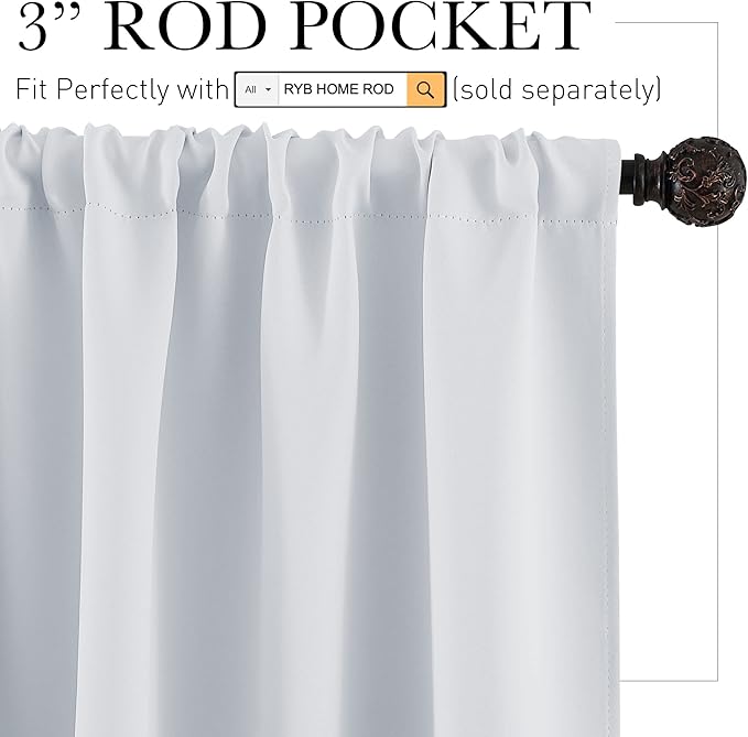 RYB HOME White Curtains for Bedroom - Image 2