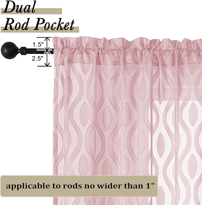 Aiyufeng Pink Sheer Curtains 2 Panels 54 Inch Length, Soft Lightweight Clip - Image 4