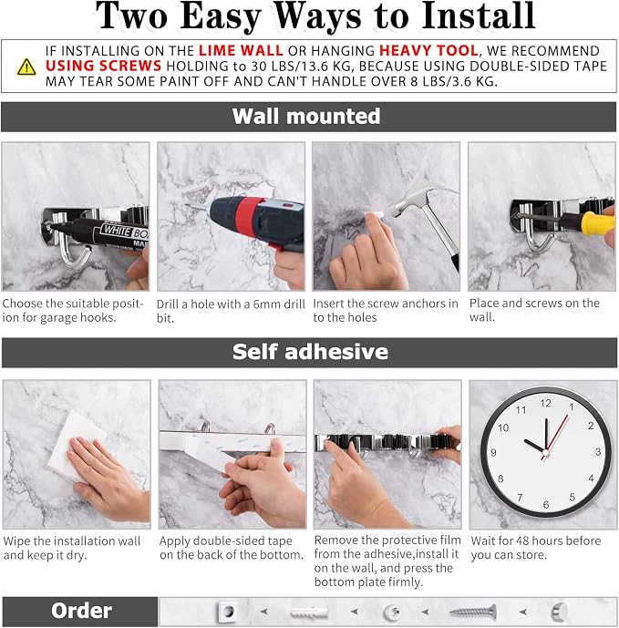 AceMining 5 Racks and 4 Hooks Mop and Broom Holder Wall Mount, Broom Organizer - Image 5