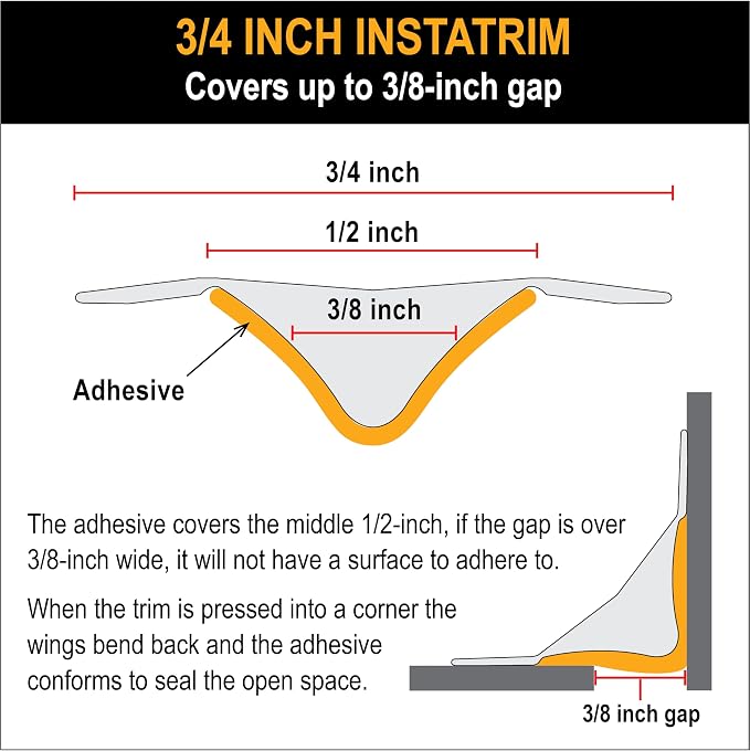 InstaTrim The Original Flexible Trim -10ft Black 3/4" Wide Caulk Tape - Image 2