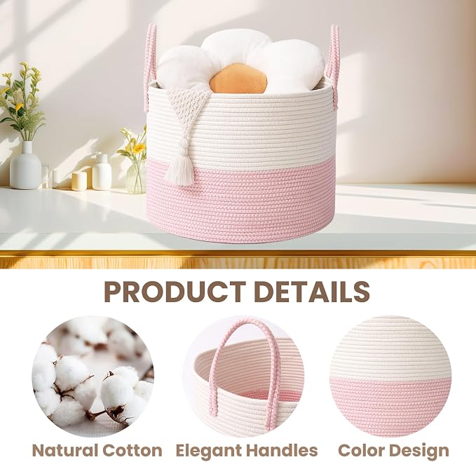 Woven Blanket Basket, 115L Large Rope Storage Bin - Image 3