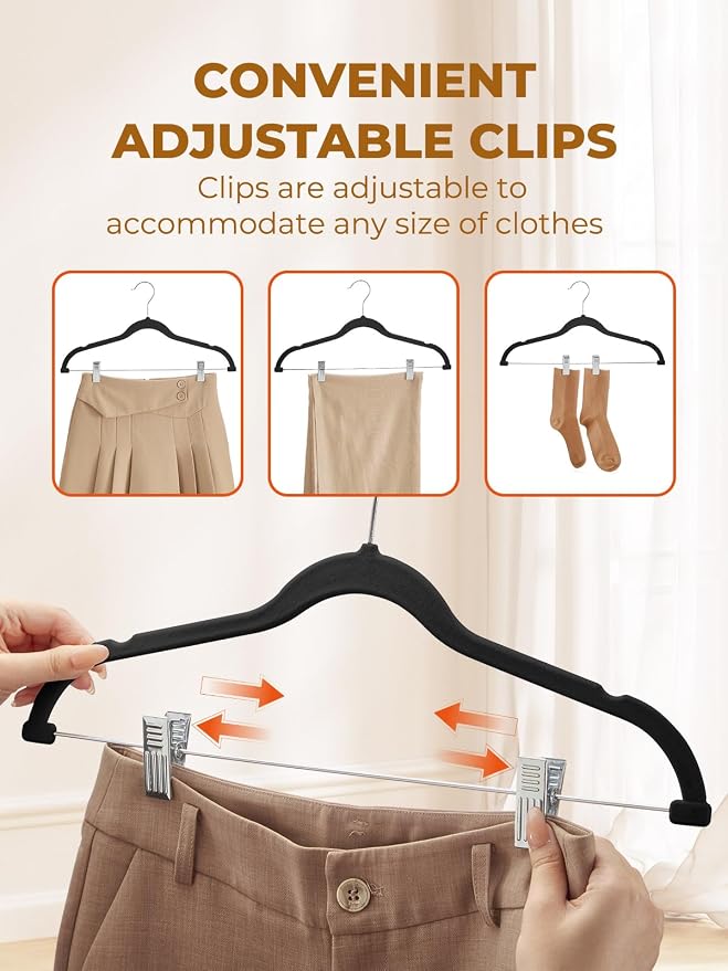 HOUSE DAY Velvet Skirt Hangers 36 Pack, Space Saving Slim Shorts Hanger - Image 5
