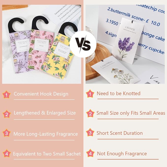 ROSE COTTAGE Large 12 Packs Lilac Hanging Closet Air Freshener Scented Sachets - Image 4