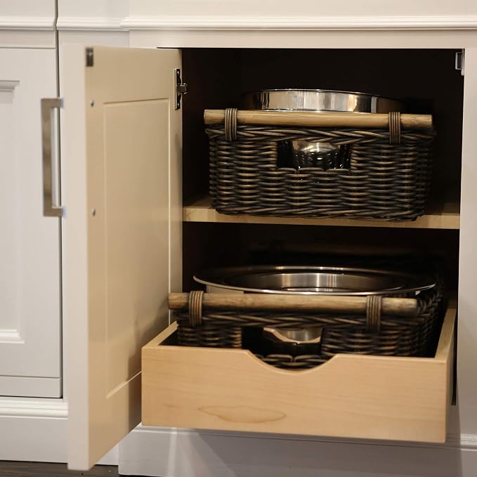 The Basket Lady Low Pole Handle Wicker Storage Basket, 19.5 in L x 12.5 in W x - Image 4