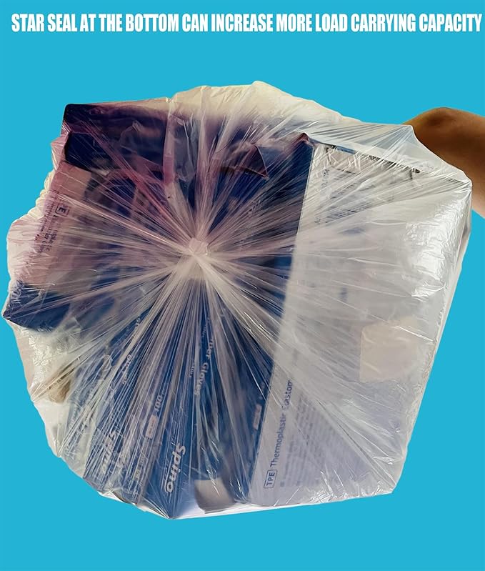 33 Gallon Trash Bags, Heavy Duty Clear Plastic Recycling Bags, Construction - Image 5