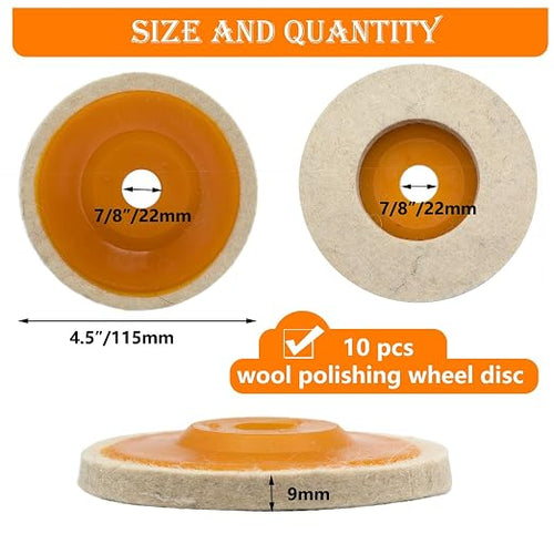 10 Pcs 4.5 Inch Wool Felt Polishing Wheel Disc, Wool Polishing Wheel Disc - Image 2