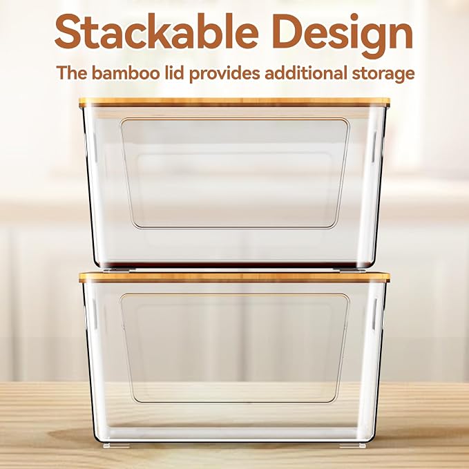 2 Pack Trash Bag Holder with Bamboo Lid, Stackable Trashbag Dispenser, Extra - Image 5