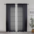 Chyhomenyc Black Sheer Curtain 72 Inches Length 2 Panels, Voile Top Dual Rod by Chyhomenyc