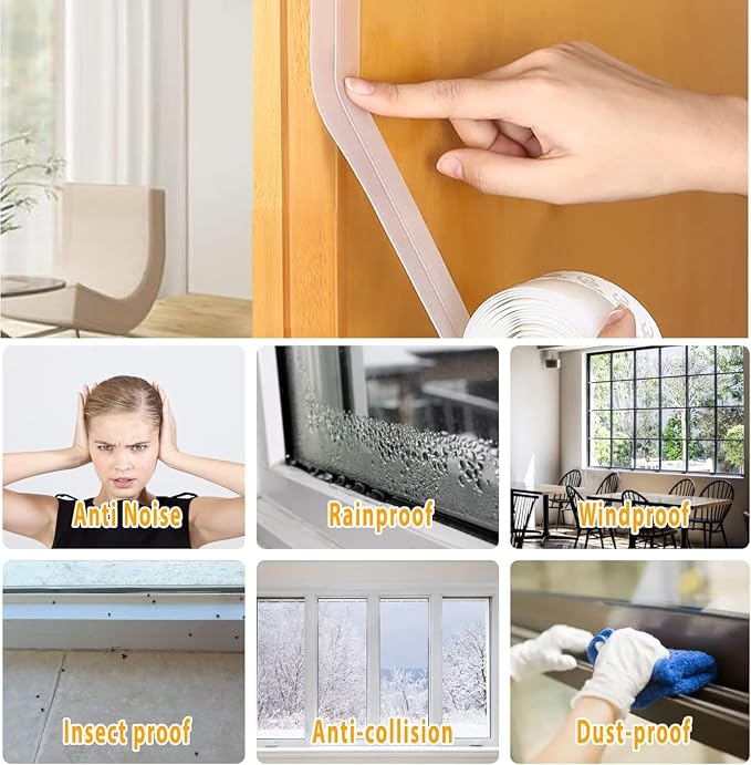 Door Weather Stripping Door Seal Strip Tape, Silicone Door Draft Stopper - Image 3