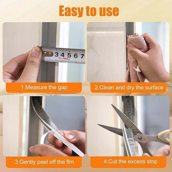 16.5FT Brush Weather Stripping, Neat Pile Self Adhesive Seal Strip - Image 6