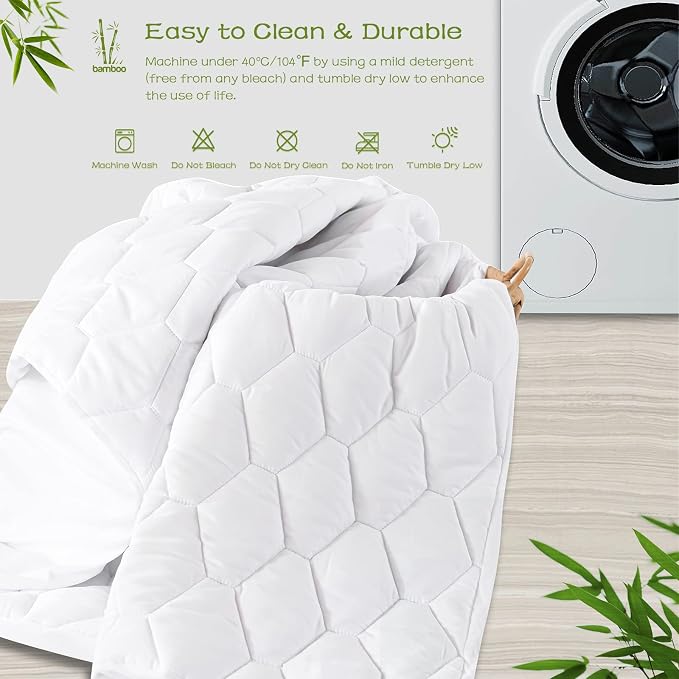 GRT Twin XL Mattress Protector Waterproof, Rayon from Bamboo, Cooling Quilted - Image 6