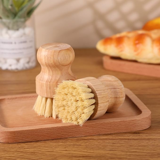 Nuenen 40 Packs Bamboo Dish Scrub Brushes Wooden Scrubbers Set Kitchen - Image 2