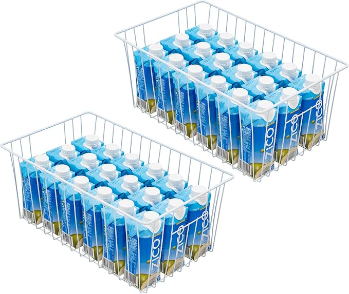 16" L x 12" W Wider Freezer Storage Organizer Baskets Container, Metal Wire - Image 3