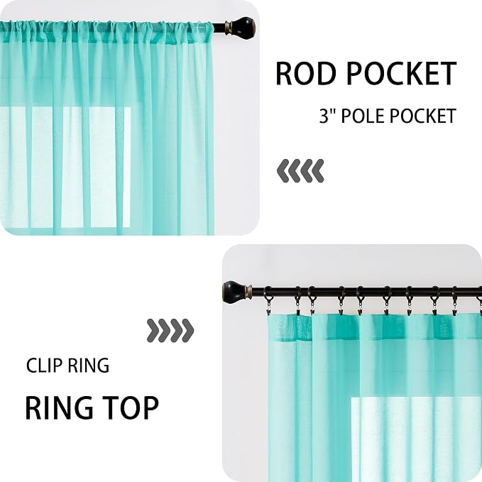 Tollpiz Small Sheer Door Curtain Closet Linen Textured Curtain Sheers Doorway - Image 5