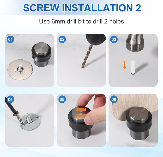 PATIKIL 3Set Round Door Stoppers, 46mm Stainless Steel Door Stop Doorstop Wedge - Image 4